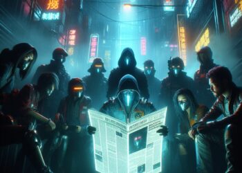 An image of a group of cybercriminals discovering the internals of its operations in a newspaper.