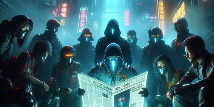 An image of a group of cybercriminals discovering the internals of its operations in a newspaper.